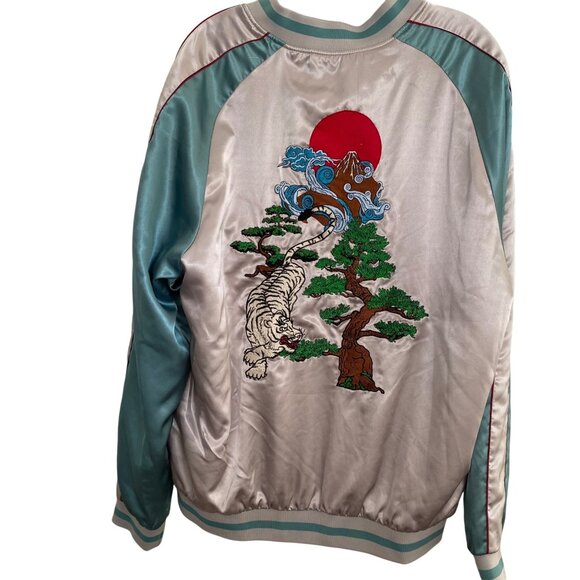 Vintage-Style Standard Issue Embroidered Tiger Souvenir Bomber Jacket XL Satin S - Picture 6 of 9